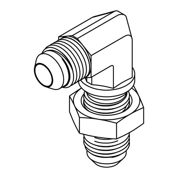 Hydraulic Fitting-Steel24MJ BULKHEAD UNION 90 W/LN, Tompkins, Mfr#: 2701-LN-24-24